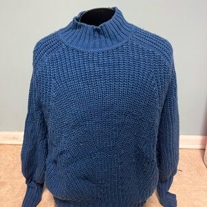 Women's Blue Turtleneck Sweater